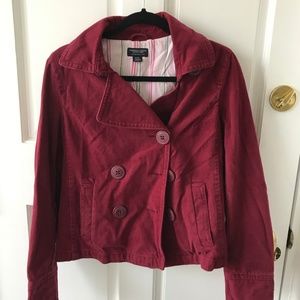 American Eagle Burgundy/Red Cropped Pea Coat
